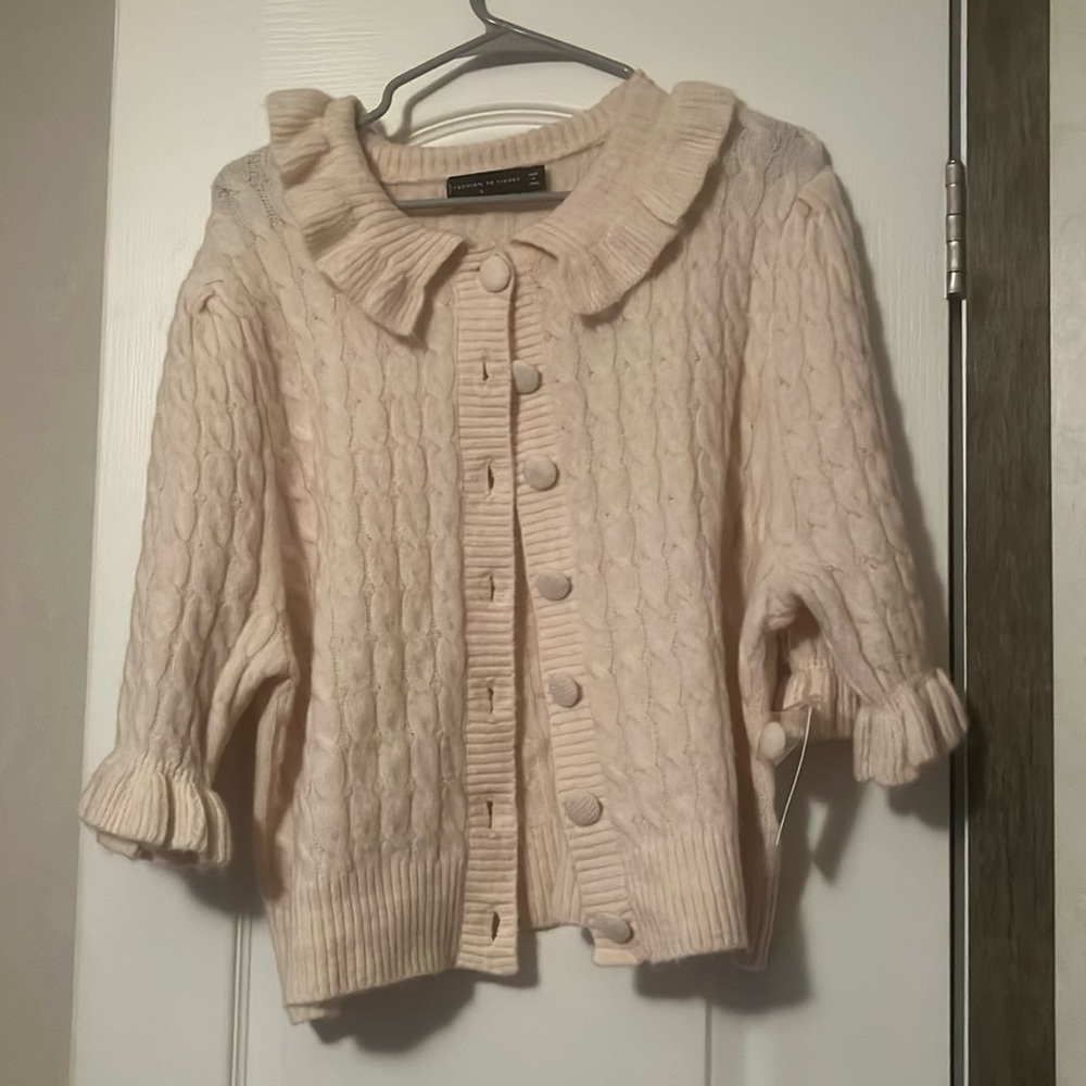 Fashion to figure puff sleeve cardigan